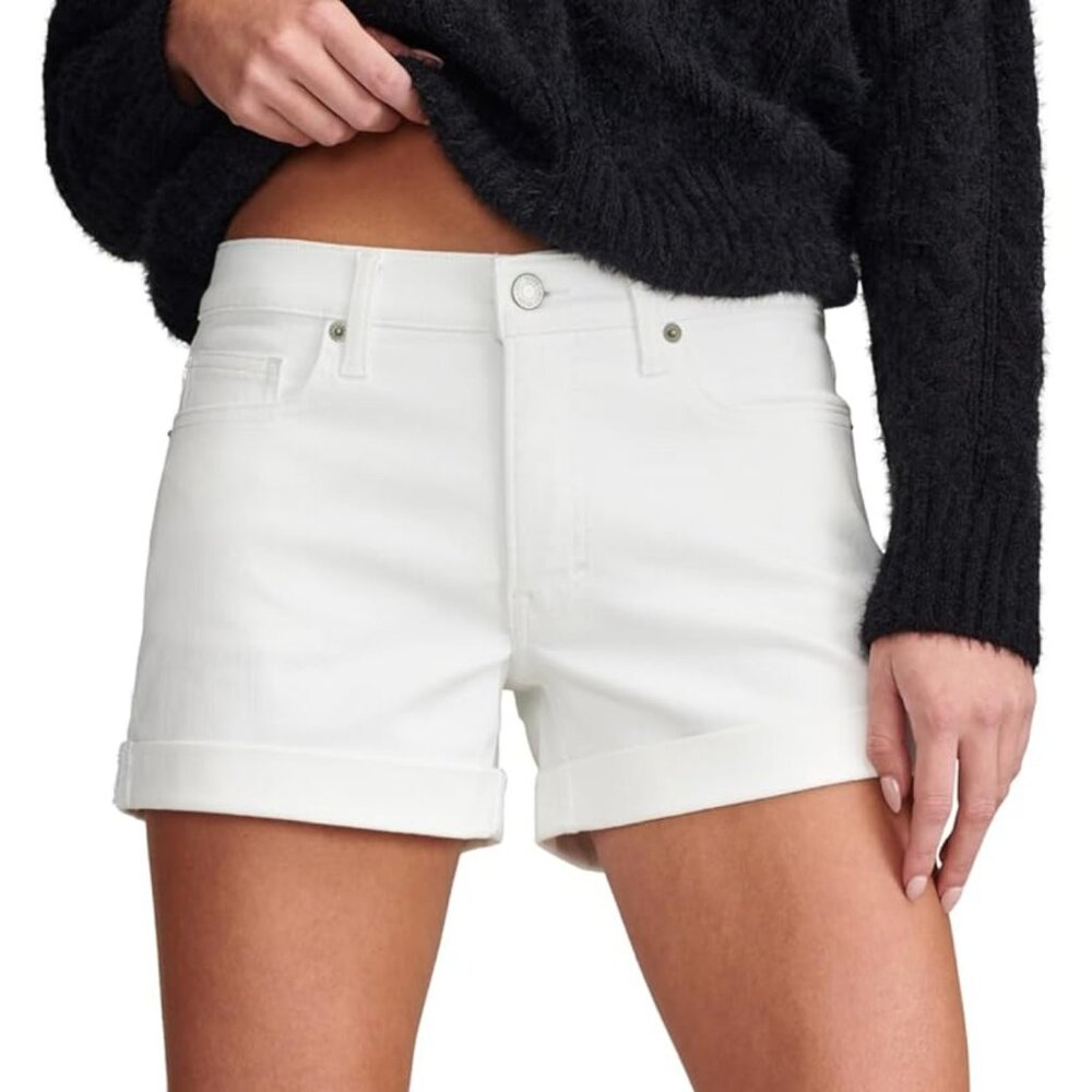 Lucky Brand White Mid Rise Ava Cuffed Jean Short